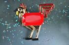 Vintage Adolph Katz Coro Rooster Brooch  Art Deco 1920s Red Glass Jelly Belly