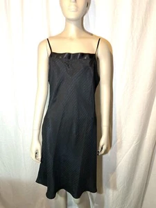 Vintage schwarz Satin Schlupfkleid Dessous Größe Small Nachthemd Marke Cruz - Bild 1 von 9