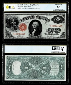 FR#39 1917 $1 LARGE SIZE~LEGAL TENDER NOTE~ PCGS CH UNCIRCULATED 63 - Picture 1 of 1