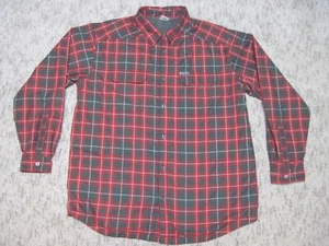 Columbia Herren 2XL Fleece gefüttert Flanell kariert Omni Dry Hemd kariert rot grau - Bild 1 von 12