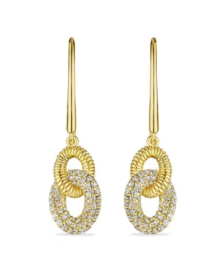 NEW / Judith Ripka / Eternity Link Earrings in Solid 18K Gold & Diamond — 第 1/4 张图片