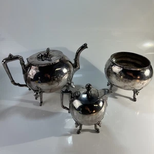 Antikes Reed & Barton Teeservice versilbert Lieber Kopf Fuß dreiteiliges Set - Bild 1 von 14