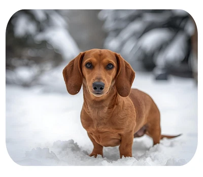 Alfombrilla de ratón DACHSHUND PELO ROJO CORTO NIEVE TEMÁTICA OPT #2 GRUESA 9" X 7" Foto 1 de 4