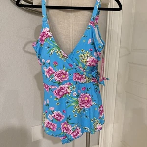 Betsey Johnson Sky Peony Swimsuit Swimdress New Medium - Picture 1 of 4