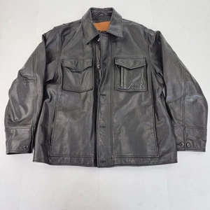 TIMBERLAND Leather Jacket Medium Black Men's Weathergear Autumn Winter - Picture 1 of 7