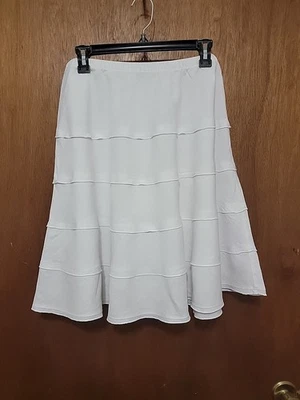 Falda Gitana Blanca Limpia Suave Surroundings Boho Coral Lino En Niveles Talla PM  Foto 1 de 4