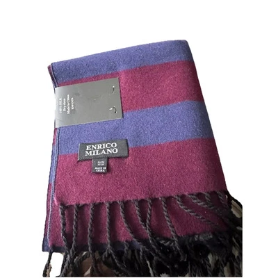 Enrico Milano 100% Silk Multicolor Striped Mens Scarf With Fringe NEW GIFT - Image 1 of 4