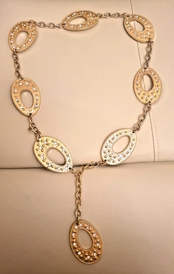 DESIGNER AR Paris Necklace 52cm /Belt 84cm Chain Gold Tone Vintage 1970/80 New Foto 1 de 4