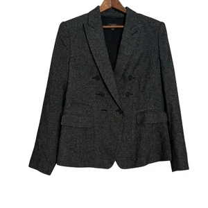 Blazer Ann Taylor Mezcla Lana Doble Pecho Manga Larga Gris Carbón Talla 8 - Imagen 1 de 9