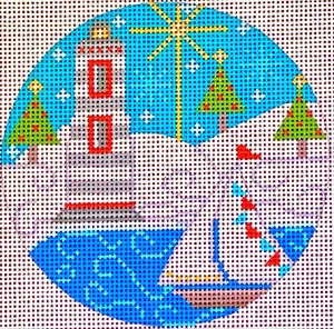 Needlepoint Handpainted Danji Christmas Lighthouse #2  4" - Picture 1 of 4