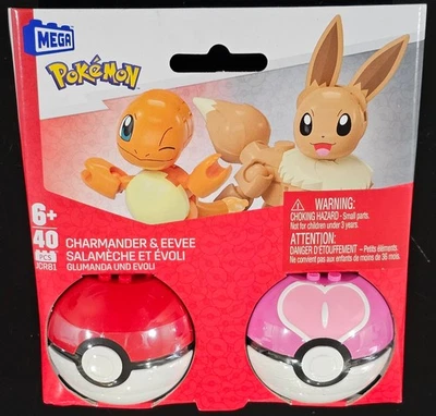 MEGA Pokemon Pokeball Conjunto de Figuras Construibles Paquete de 2 CHARMANDER & EEVEE (40 piezas) Foto 1 de 4