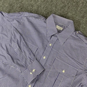 Camicia Maus & Hoffman uomo grande blu bianco gingham check bottoni cotone USA - Foto 1 di 8