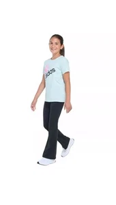adidas Youth  Girls 2-piece Tee and Flare Pant Set Halo Mint Size Xl 16 B11 - Picture 1 of 7