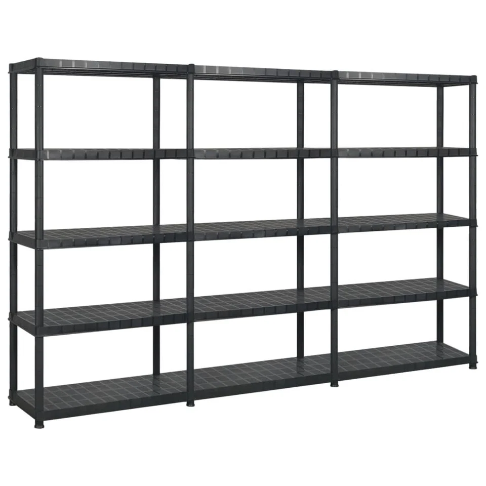 Storage Shelf 5-Tier Black Plastic Rack Display Organiser Multi Sizes vidaXL - image 1 of 1