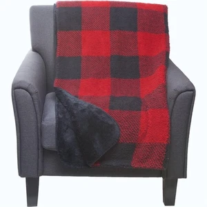 New NWT Red & Black Buffalo Plaid Pendleton Sherpa Fleece Throw Lodge Blanket - Picture 1 of 5