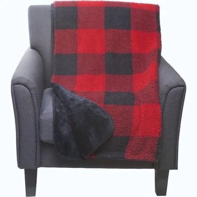 New NWT Red & Black Buffalo Plaid Pendleton Sherpa Fleece Throw Lodge Blanket - Image 1 of 4