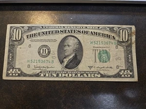 1950 D St Louis, MO $10 Federal Reserve Note Bill Ten Dollar Banknote NICE - Picture 1 of 11