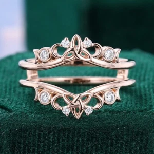2Ct Round Lab Created Diamond Engagement Enhancer Wrap Ring 14K Rose Gold Over - Picture 1 of 6