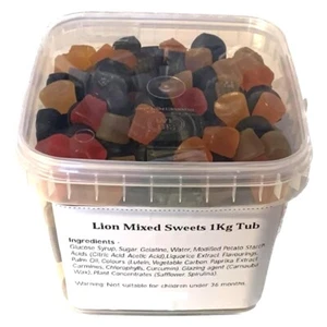 Mixed Gum Sweets Tub Liquorice, Wine Gums, Fruit Salads, Footballs Gums Mix 1kg - Picture 1 of 2
