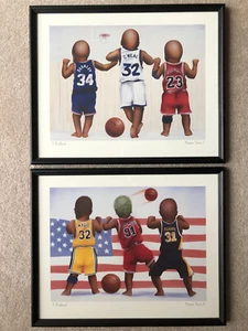 Dream Team 1 & 2 T. Richard Basketball Baby Players 21 x 17  Framed Sports Art - Picture 1 of 8