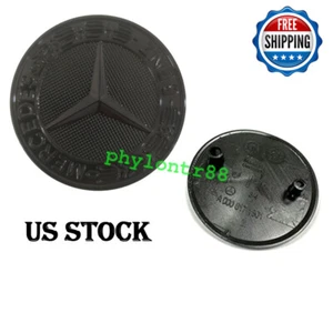 Gloss Black Hood Emblem Laurel Wreath Flat Badge For Benz S550 S63 S65 S560 - Picture 1 of 6