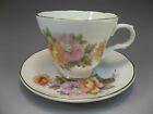 Vintage Crown Trent Tea Cup Saucer Staffordhsire Pink Peach Roses English China