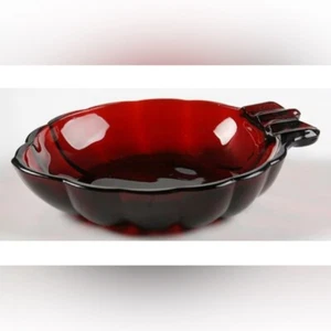 Vintage Leaf Shape Glass Ashtray by Anchor Hocking in Royal Ruby Red - Picture 1 of 9