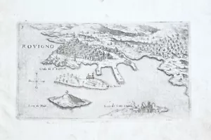 1598 Rovigno Rovigno Croazia incisione su rame veduta o mappa di Giuseppe Rosaccio - Foto 1 di 1