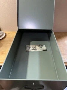 Bank Safe Deposit Box LARGE 21 x 10 x 2 5/8" 1960-80 docs, cash, collectables! - Picture 1 of 16
