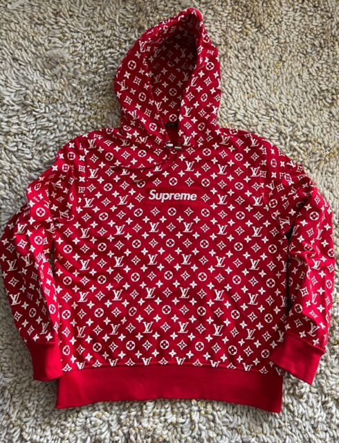 Pre-owned Supreme Lv Box Logo Hoodie Hooded Sweatshirt Sz Xl Rare Authentic  In Red