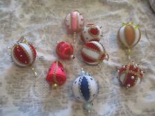 Lot of 7 Vintage Handmade Push Pin Bead Sequin Christmas Ornaments