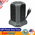9 Outlet Plugs Power Surge Protector Power Strip Tower with 4 USB Ports 10ft
