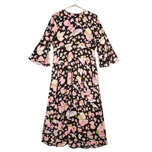 Somerset Alice Temperley Long Dress Size UK 12 Floral 3/4 Bell Sleeve Pockets - Picture 1 of 10