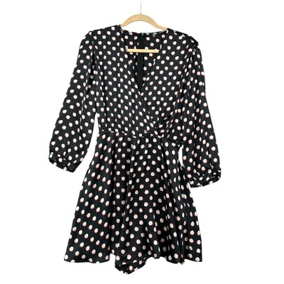Pantalones Cortos Zara Negros Lunares Mangas Largas Cuello en V Envolventes Mameluco Mujer EE. UU. L Foto 1 de 4