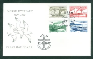Norway. 1977 FDC . Norwegian Ships Serving Costal Routes Sc. # 698-701. - Picture 1 of 1