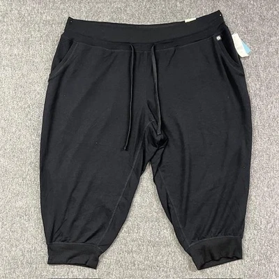 Livi Active Pants Womens 22/24 Black Jogger Capri Plus Size Lounge Athletic NEW - Image 1 of 4