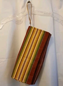 New Southwestern Western Canvas Clutch Travel Hanging makeup bag Wine Wristlet - Picture 1 of 7