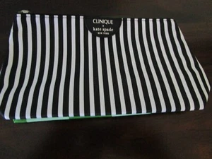 Clinique x Kate Spade Black White Stripe + Green Dots Makeup Bag NEW - Picture 1 of 2