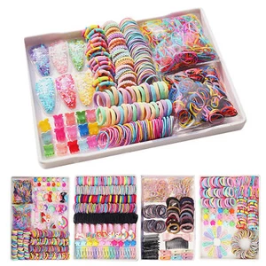 Girls Colorful Hair Band Set Candy Elastic Rubber Band Ponytail Holder Rope Kit - Picture 1 of 15