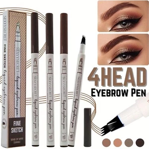 Eyebrow Pen Microblading Tattoo Waterproof Fork Tip 3D Makeup Ink 4 fork Pens - Picture 1 of 17