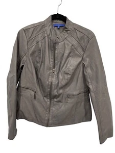 APT 9 Full Zip Faux Leather Jacket Size XL Long Sleeve Shadow Moto Biker Outdoor - Picture 1 of 7