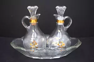 Bonito Juego de Cruetas de Vidrio de Gran Capacidad, 2 Cruetas con Bandeja, (CU234) Chalice Co - Imagen 1 de 10