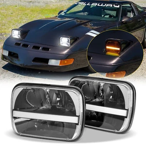 1984~1996 For Chevy Corvette C4 7X6 5X7" LED Headlights Halo Rectangle Lamps DOT - Picture 1 of 12