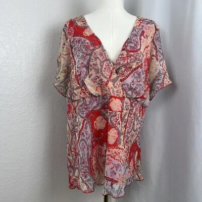 VTG Jonathan Martin Top Womens 24W Floral Babydoll Boho Festival Hippie Fairy - Image 1 of 4
