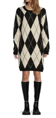 Vestido Suéter Antonio Melani Courtney Grow Cleo Estampado Argyle Grande Nuevo con Etiquetas Precio de venta sugerido por el fabricante $149 Foto 1 de 4