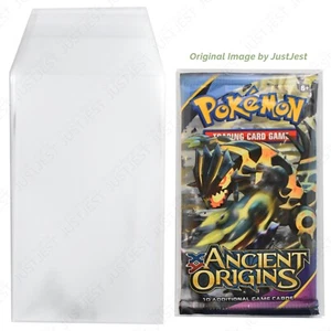Pokemon Booster Pack Protective Sleeves - x50 Self Sealing Clear View Sleeves - Picture 1 of 10
