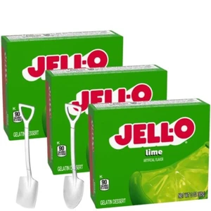Jell-O Gelatin Dessert Mix 3oz w/ Mini Shovel Spoons (Lime) - Picture 1 of 1