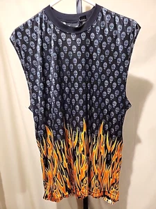 No Boundaries Men’s L Skull Flames Y2K Tee Sleeveless - Picture 1 of 7