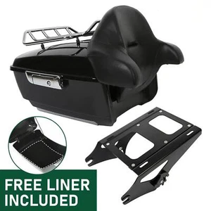 Black King Trunk Pack & Rack For Harley Davidson Touring Street Road Glide 14-25 - Picture 1 of 21