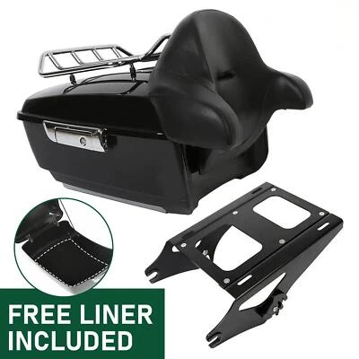 Black King Pack Trunk & Rack For Harley Davidson Touring Street Road Glide 14-25 - Image 1 of 4